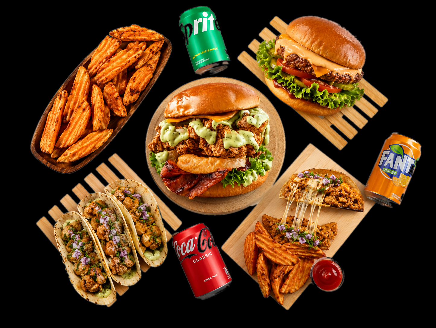Freaky Burger & Tacos menu items ready to share